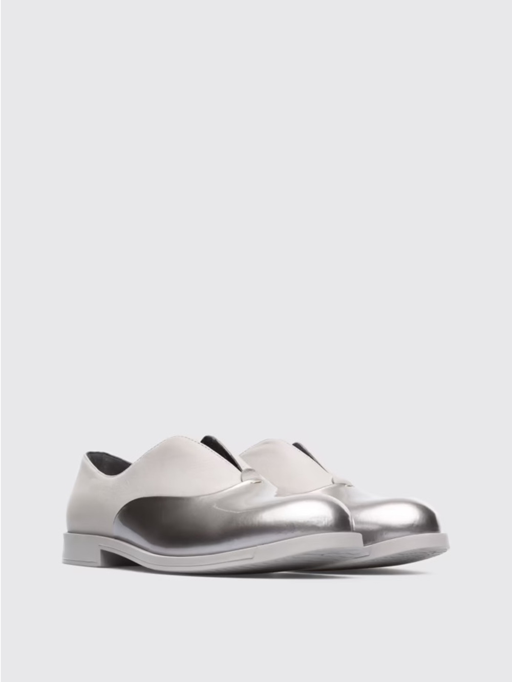 Camper Women's formal bowie Metallic Silver leather Slip-On Loafers 40